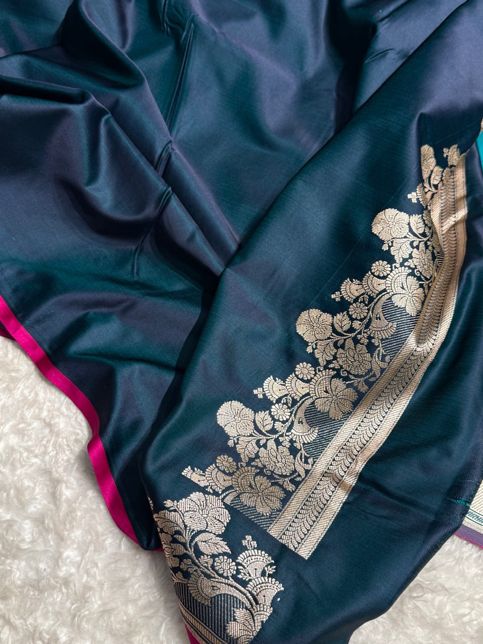Nile Blue Floral Boota Mashru Silk Saree