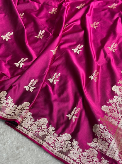 Wine Floral Boota Mashru Silk Saree