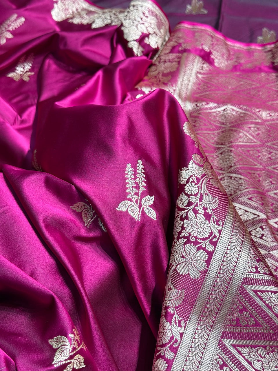 Wine Floral Boota Mashru Silk Saree