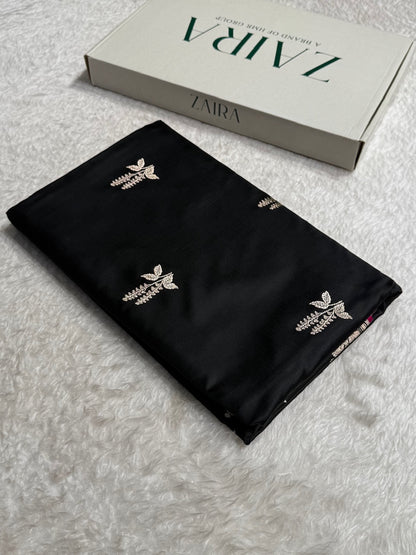 Black Floral Boota Mashru Silk Saree