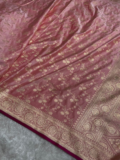 Baby Pink Cross Satin Katan Silk Saree SK17