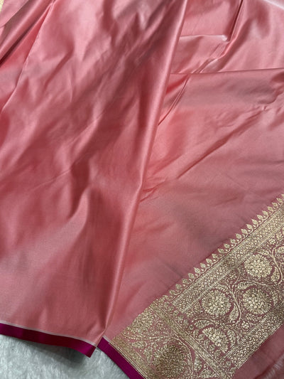 Baby Pink Cross Satin Katan Silk Saree SK17