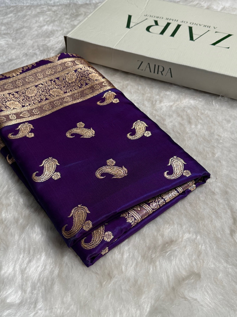Satin Silk Saree Floral Boota in Purple Shades SS27