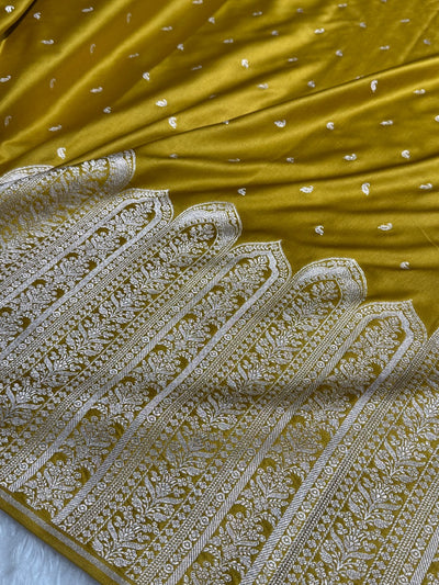 Skirt Border Tussar mustard  Mashru Silk Saree MCS13
