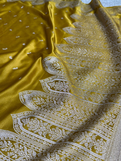 Skirt Border Tussar mustard  Mashru Silk Saree MCS13