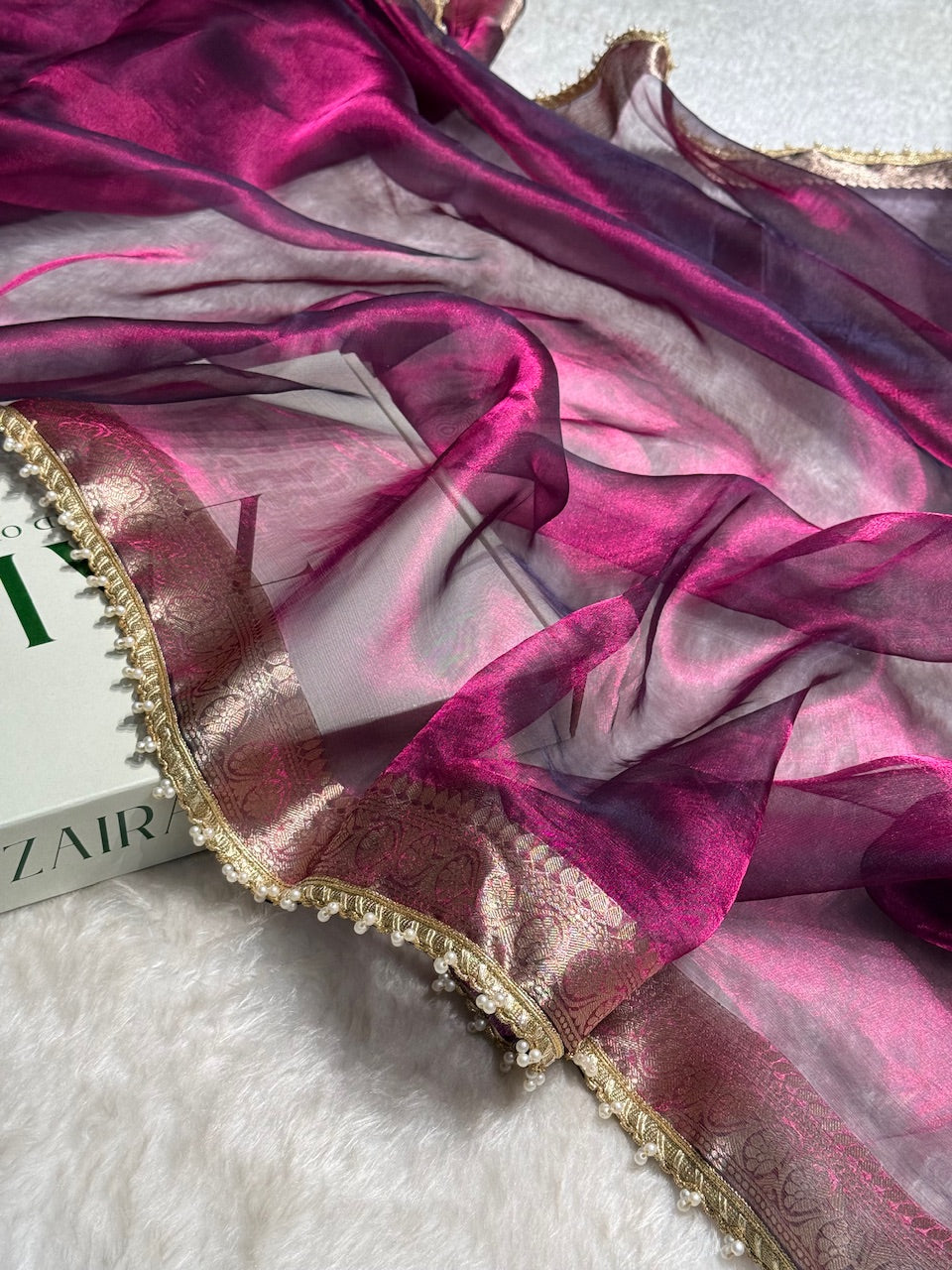 Wine Shades Pure Tissue Silk Saree with Gotta Patti PTGP-09