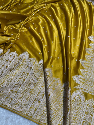 Skirt Border Tussar mustard  Mashru Silk Saree MCS13