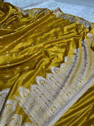 Skirt Border Tussar mustard  Mashru Silk Saree MCS13