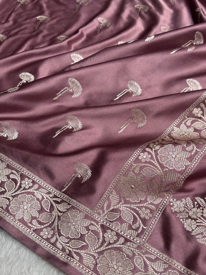 Mauve Floral Booti Mashru Silk Saree