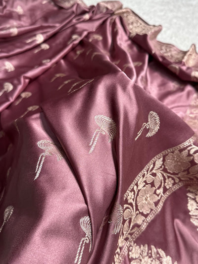 Mauve Floral Booti Mashru Silk Saree MCS55
