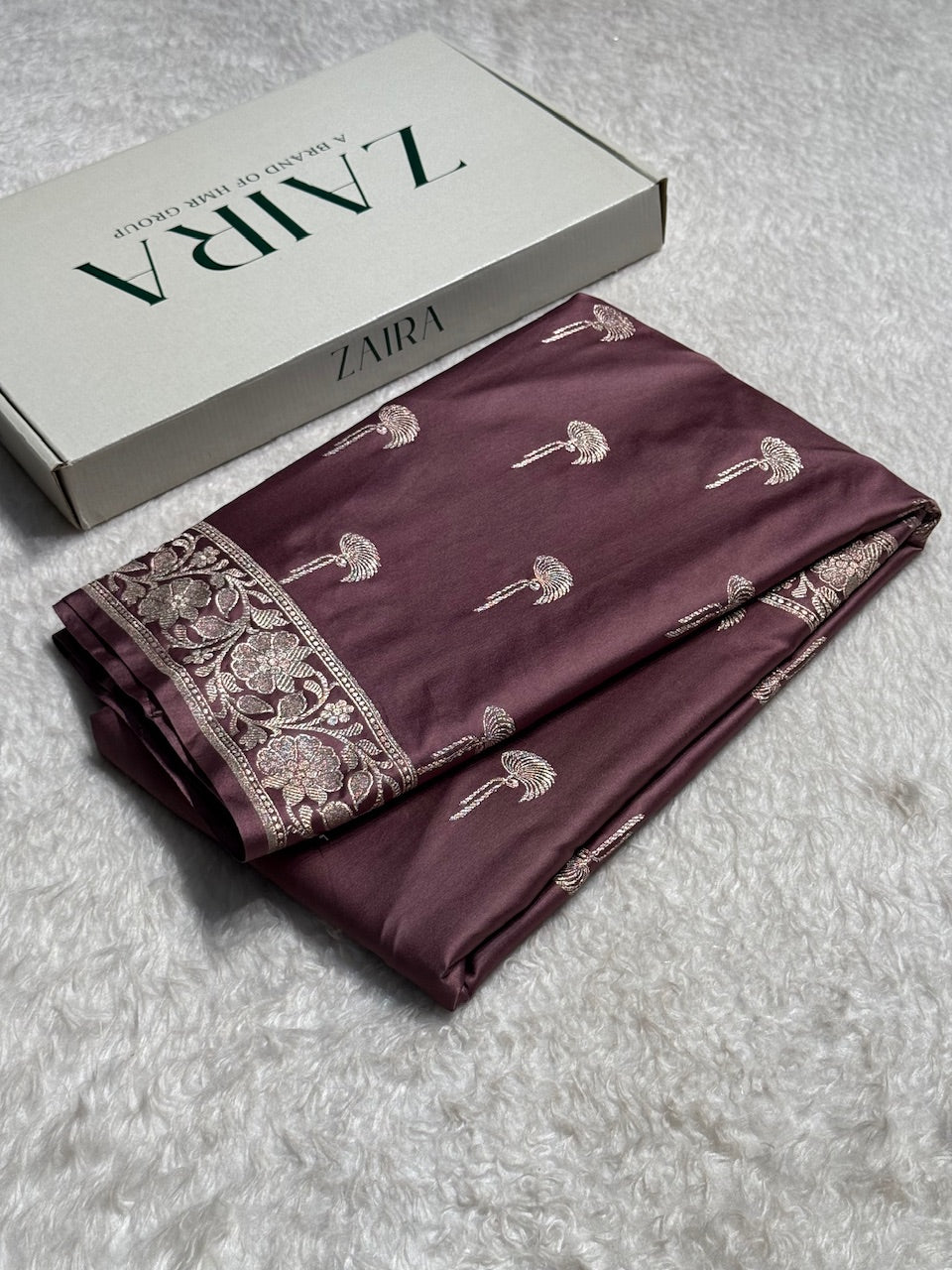 Mauve Floral Booti Mashru Silk Saree