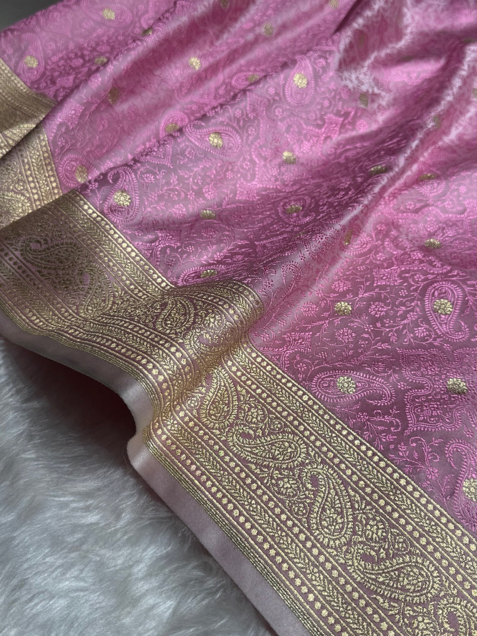 Baby Pink Tanchoi Booti Katan Silk Saree SKTM-08
