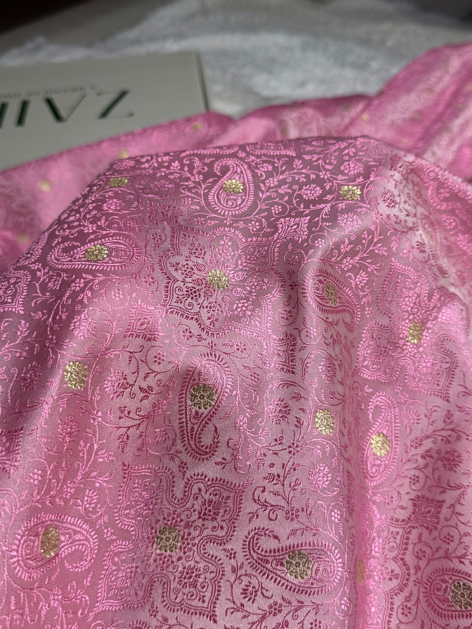 Baby Pink Tanchoi Booti Katan Silk Saree SKTM-08