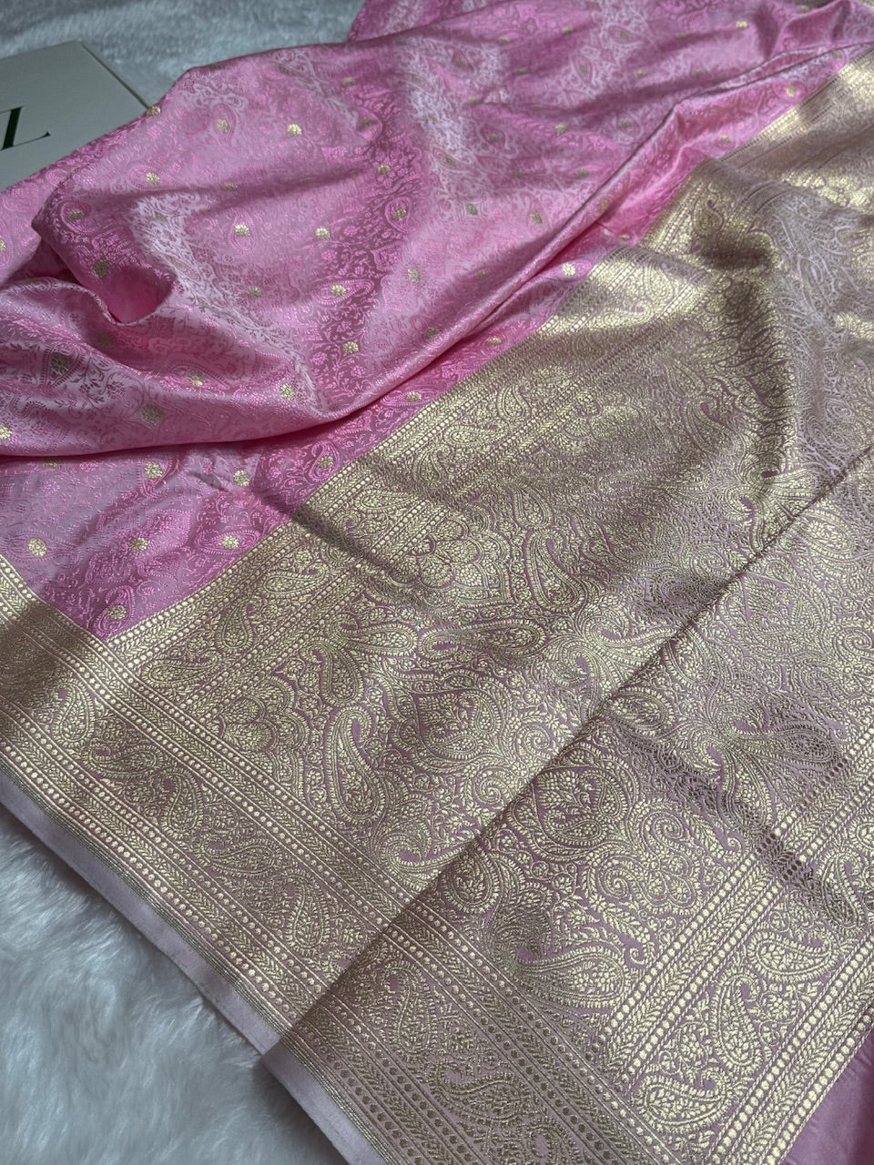 Baby Pink Tanchoi Booti Katan Silk Saree SKTM-08