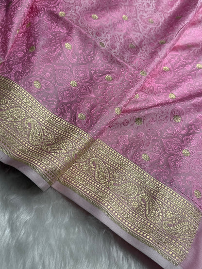Baby Pink Tanchoi Booti Katan Silk Saree SKTM-08