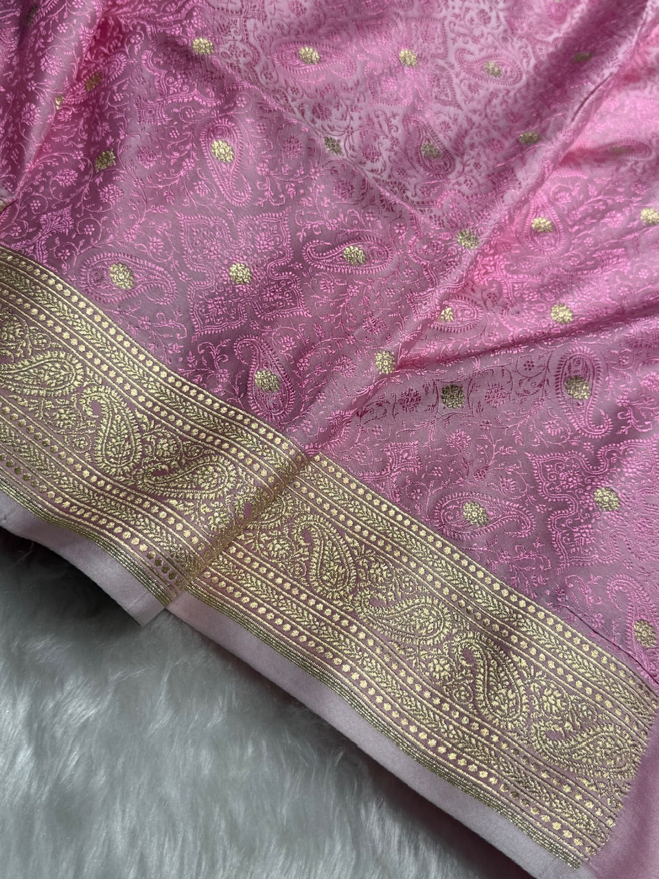 Baby Pink Tanchoi Booti Katan Silk Saree SKTM-08