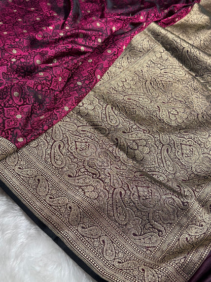 Wine Tanchoi Booti Katan Silk Saree SKTM-08