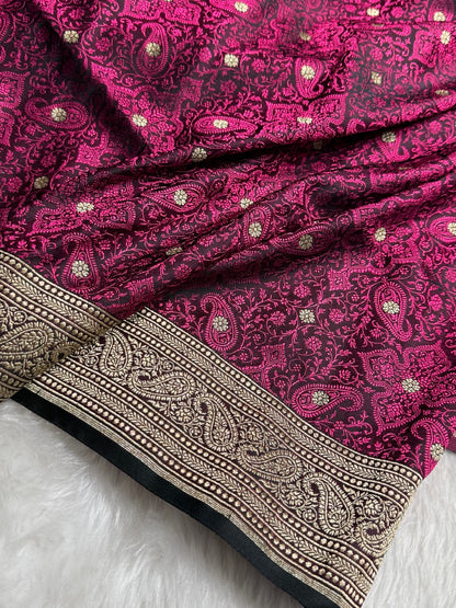 Wine Tanchoi Booti Katan Silk Saree SKTM-08