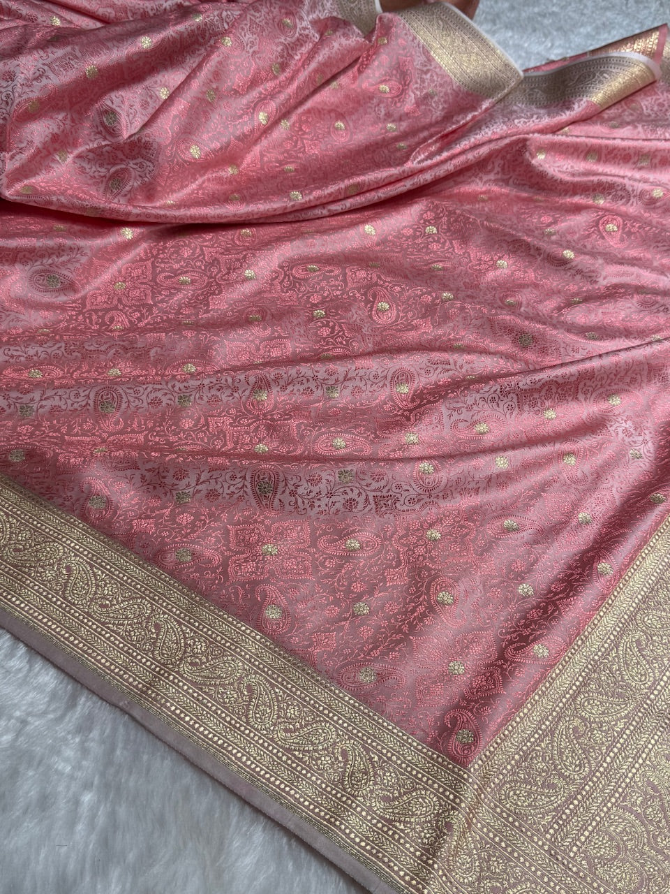 Pink Tanchoi Booti Katan Silk Saree SKTM-08