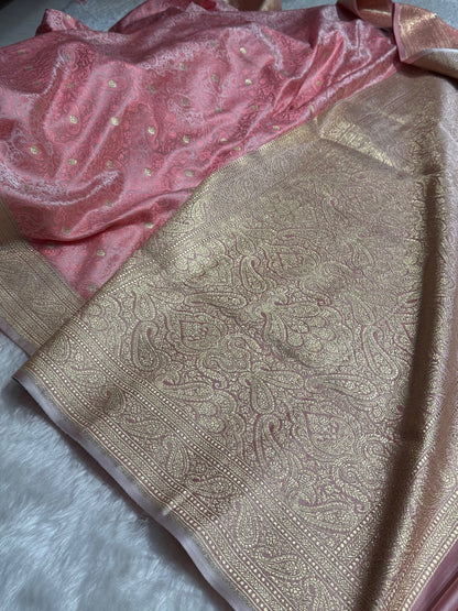 Pink Tanchoi Booti Katan Silk Saree SKTM-08