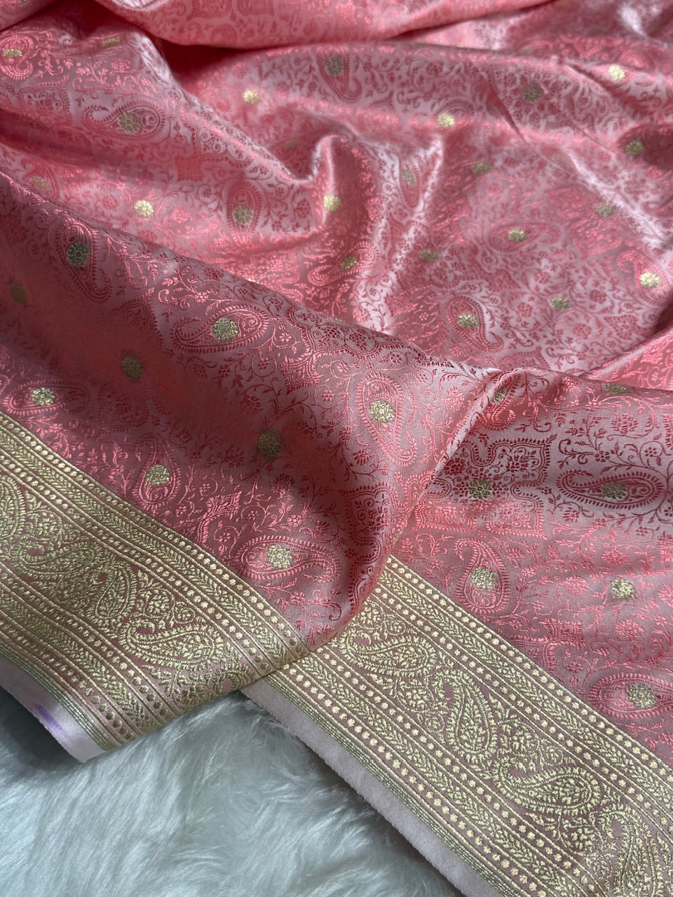 Pink Tanchoi Booti Katan Silk Saree SKTM-08