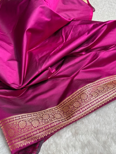 Pista With Wine Floral Boota Satin Katan Silk saree SK27