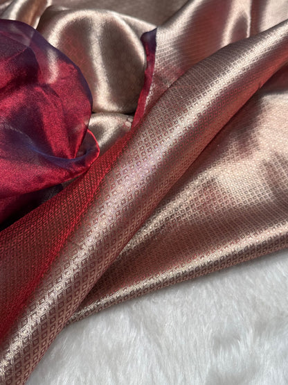 Cross Purple Shades Pure Tissue Silk Saree with Brocade Blouse PT-09