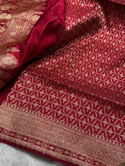 Satin Silk Saree Jaal in Maroon Shades SS23