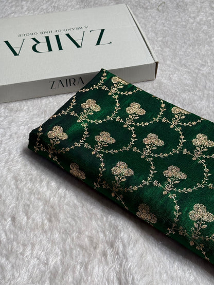 Satin Silk Saree Jaal in Bottle Green Shades SS23
