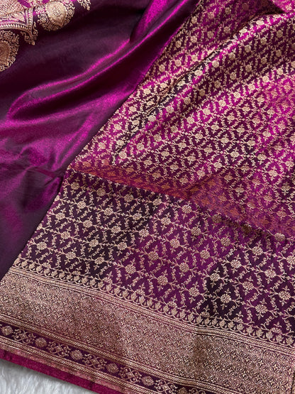 Satin Silk Saree Jaal in Wine Shades SS23