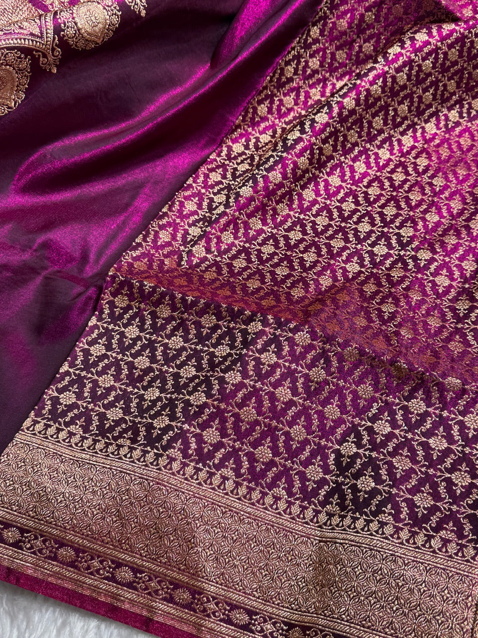 Satin Silk Saree Jaal in Wine Shades SS23