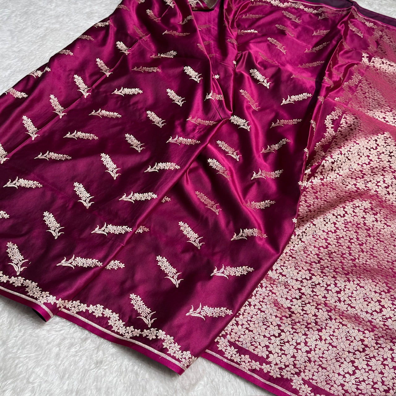 Wine Unique Motif Mashru Silk Saree