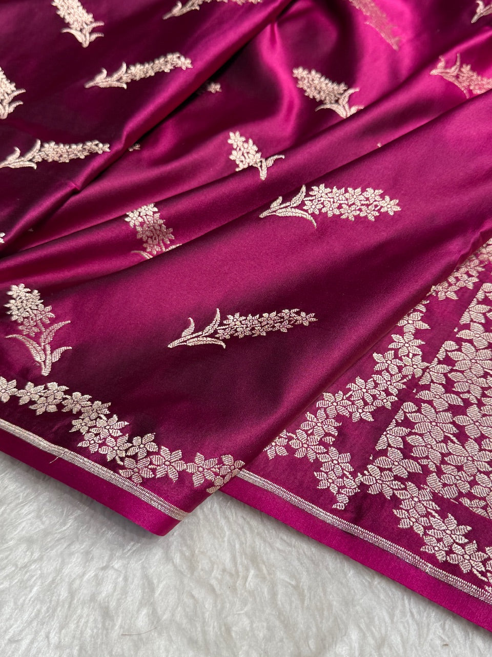 Wine Unique Motif Mashru Silk Saree