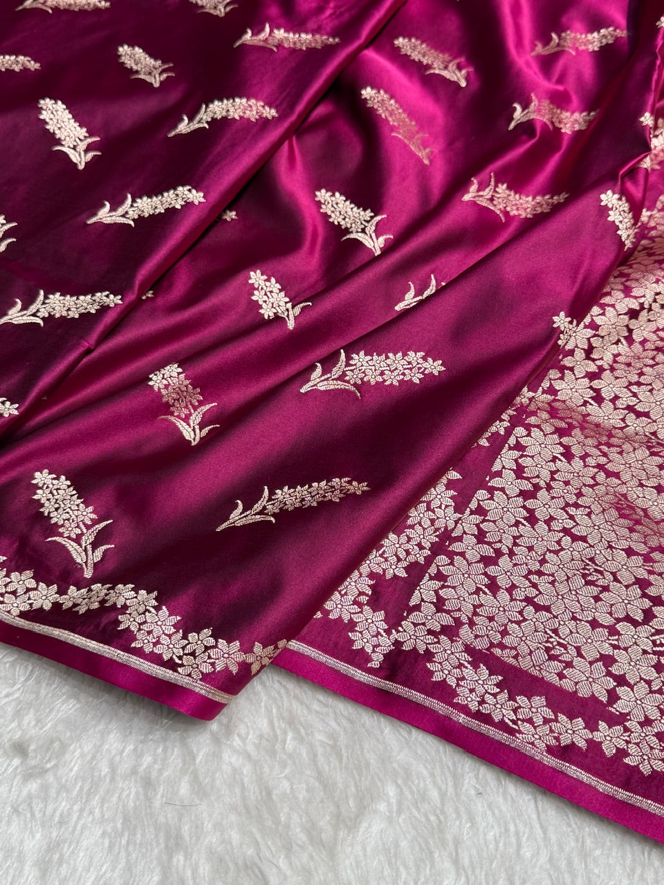 Wine Unique Motif Mashru Silk Saree