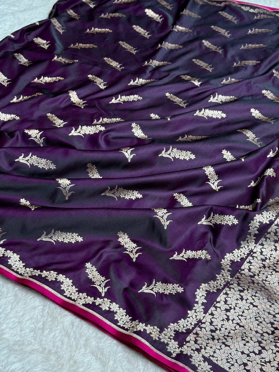 Purple Unique Motif Mashru Silk Saree