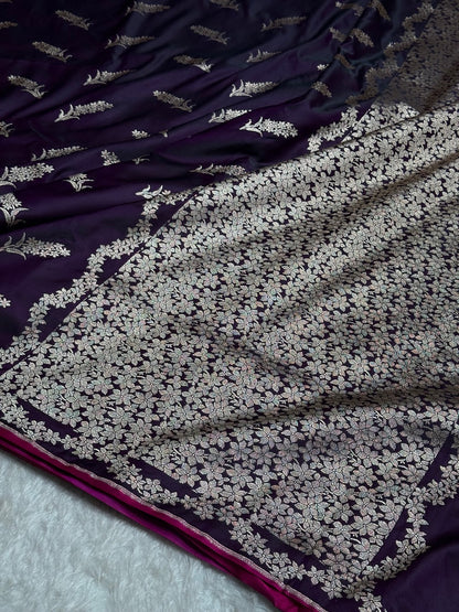Purple Unique Motif Mashru Silk Saree