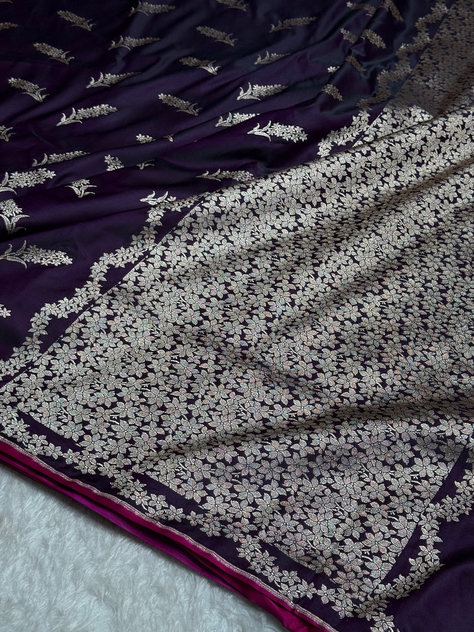 Purple Unique Motif Mashru Silk Saree