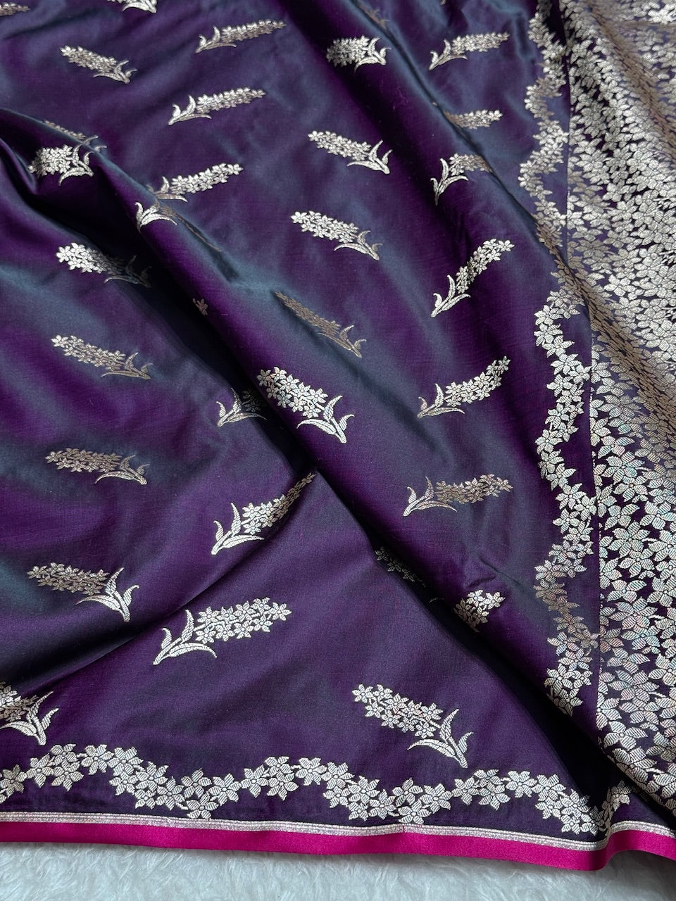 Purple Unique Motif Mashru Silk Saree