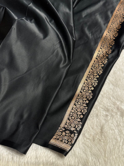Black Floral Booti Katan Silk Saree SK23