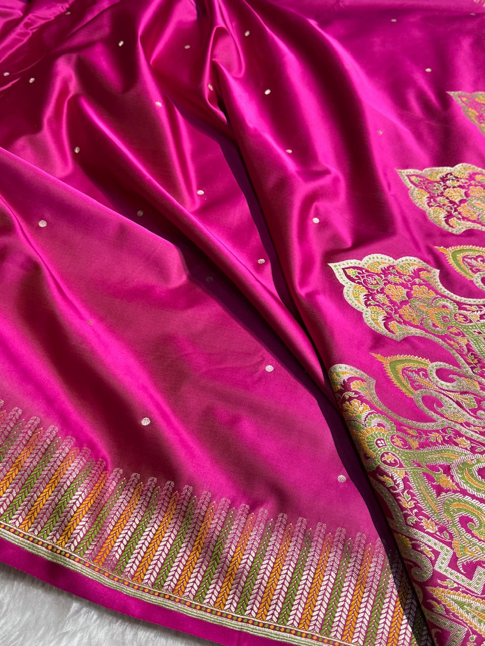 Rani Booti Pattern Satin Katan Silk Saree SK56