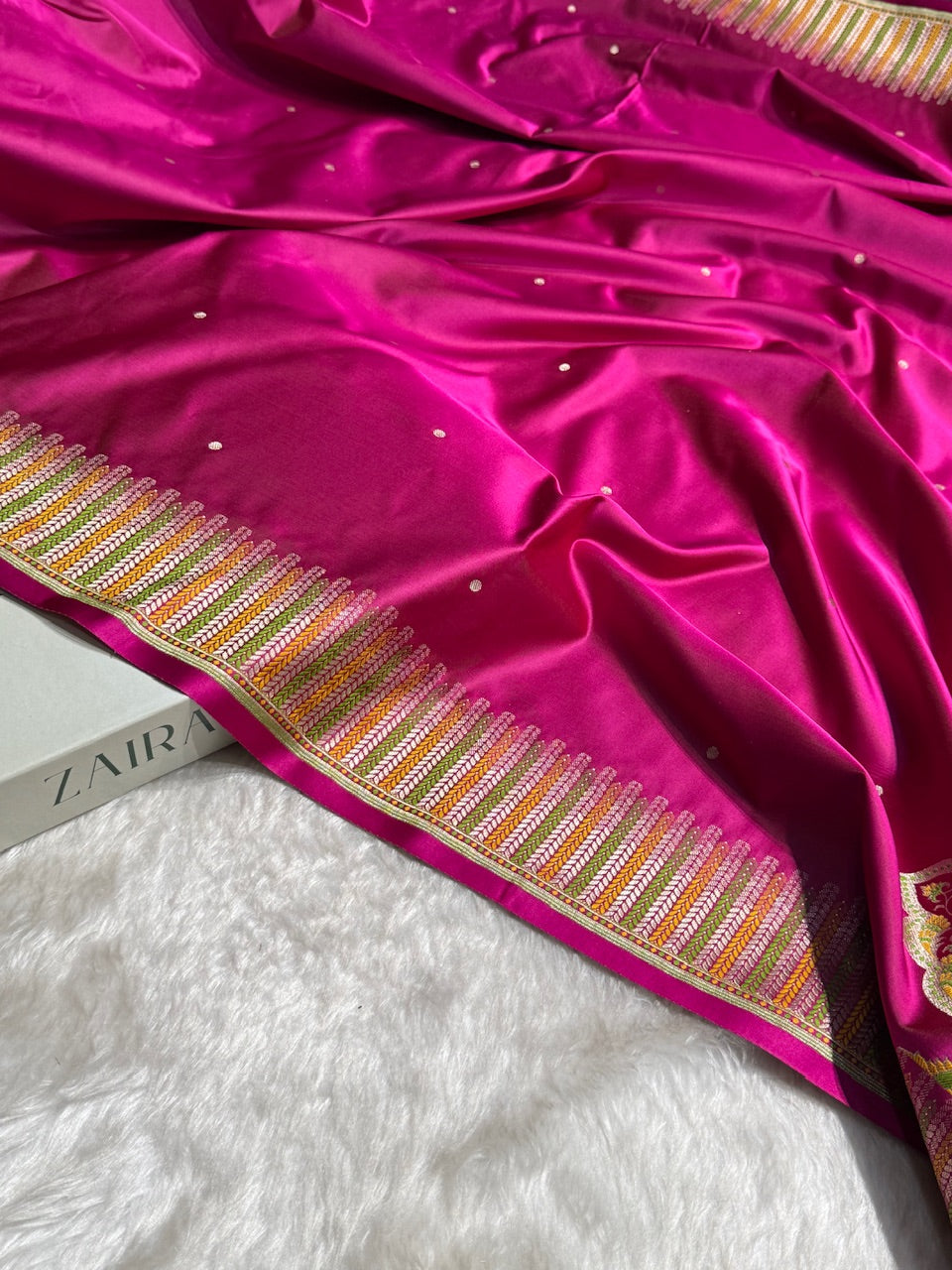 Rani Booti Pattern Satin Katan Silk Saree SK56