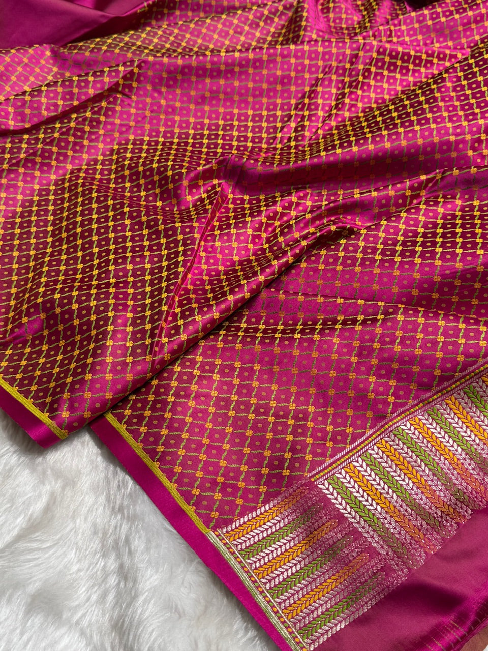 Rani Booti Pattern Satin Katan Silk Saree SK56