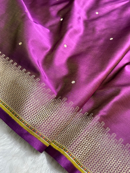 Wine Booti Pattern Satin Katan Silk Saree SK56