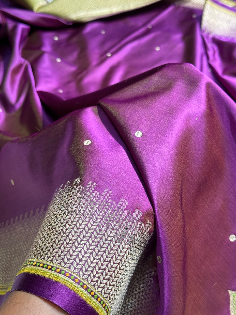Wine Booti Pattern Satin Katan Silk Saree SK56