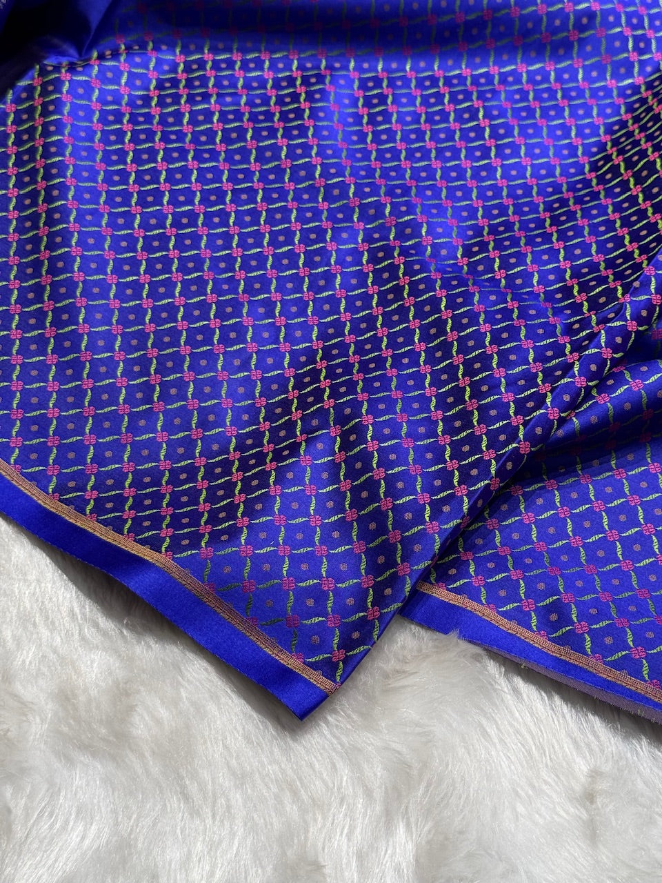 Royal Blue Booti Pattern Satin Katan Silk Saree SK56