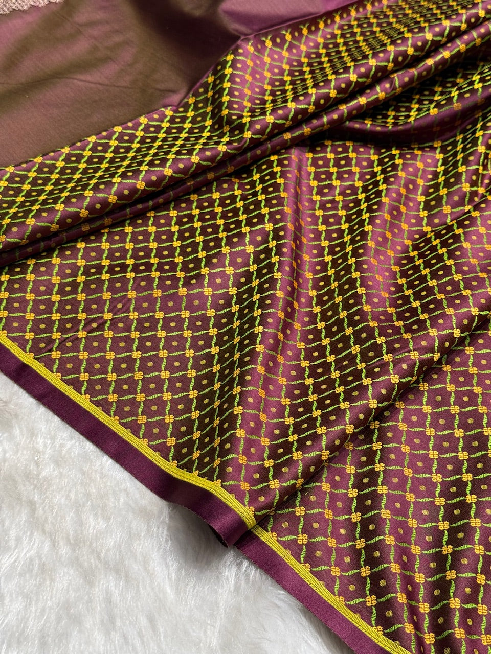 Velvet Maroon Booti Pattern Satin Katan Silk Saree SK56