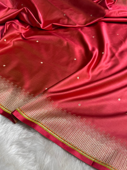 Maroon Booti Pattern Satin Katan Silk Saree SK56