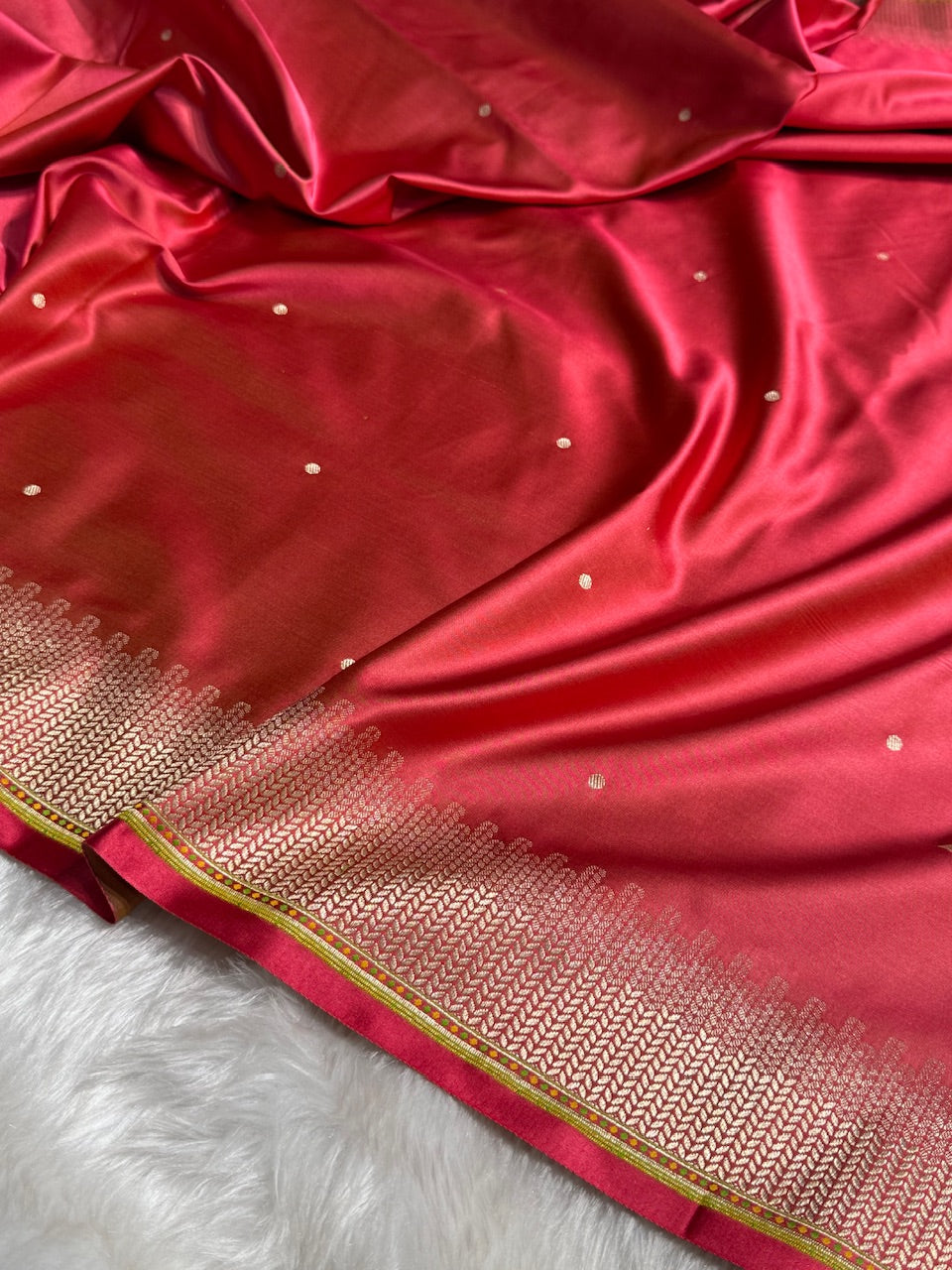 Maroon Booti Pattern Satin Katan Silk Saree SK56