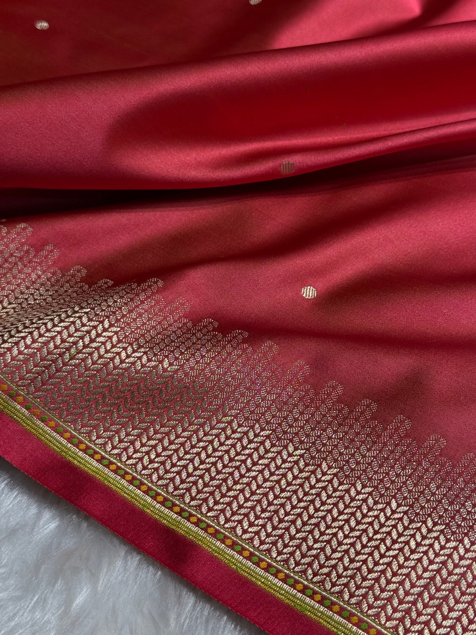 Maroon Booti Pattern Satin Katan Silk Saree SK56