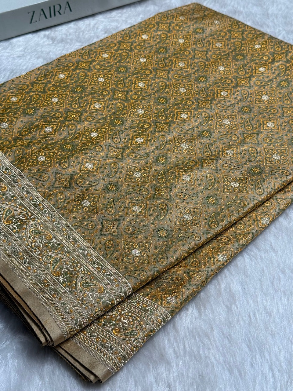 Tusser Jamawar Tanchoi Jaal Katan Silk Saree SKTM-19
